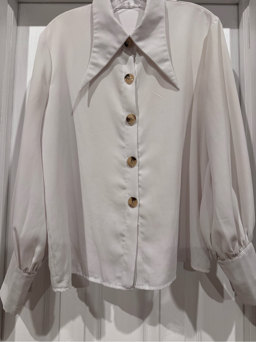 Women's Soft Pink Button-Front Collared Blouse